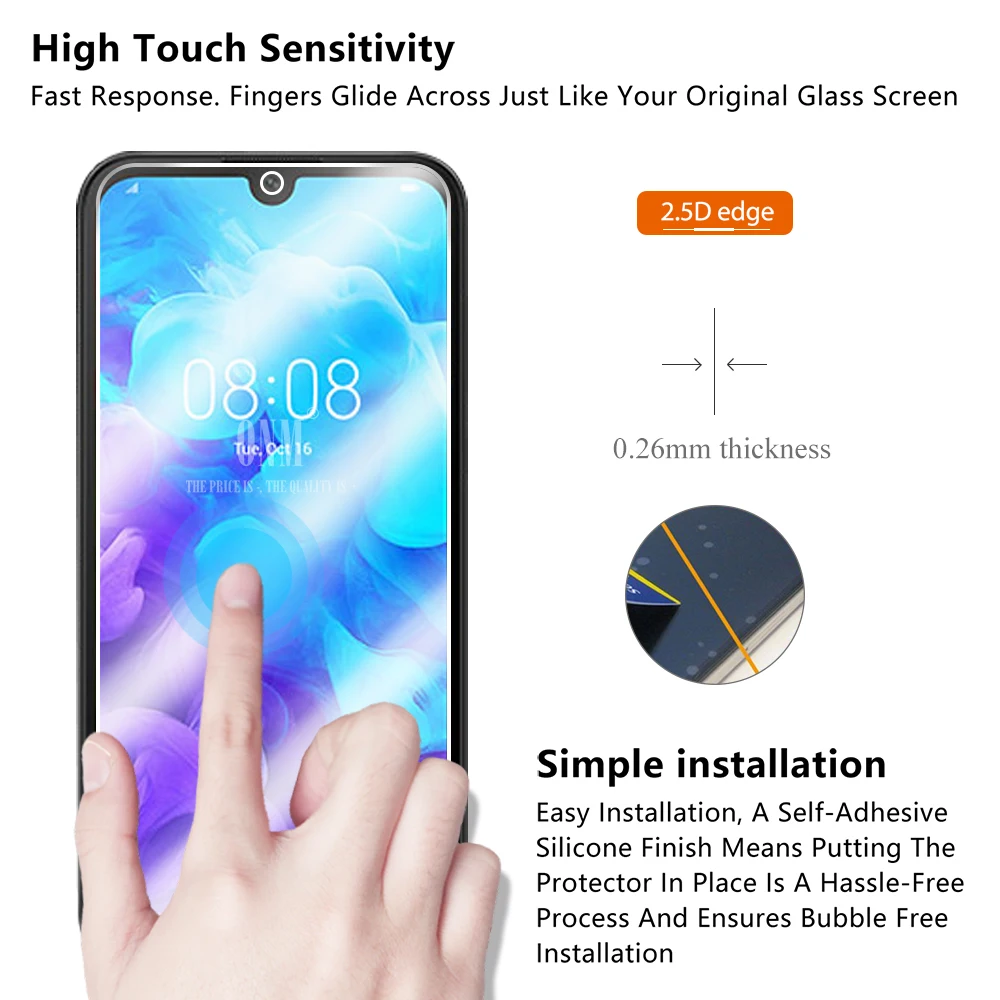 2 шт закаленное стекло для Huawei Y5 2019 Защитная пленка экрана AMN-LX9 LX1 LX2 LX3 стеклянная |