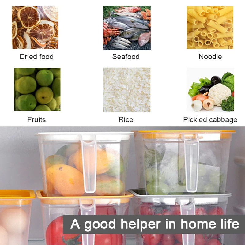 Refrigerator Organizer Bins Food Storage Container with Lid Handle Fresh-Keeping Case Reusable Fridge Crisper Clear Plastic Box | Дом и сад