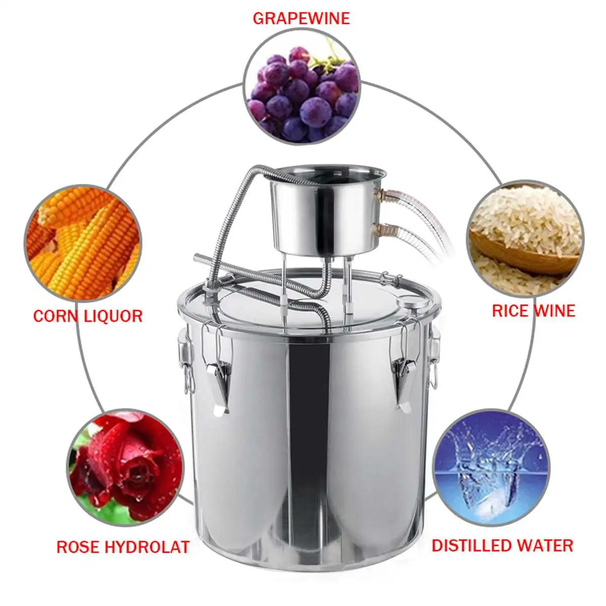 

50L Distiller Alambic Moonshine Alcohol Still Stainless Copper DIY Home Brew Water Wine Essential Oil Brewing Boiler Kit