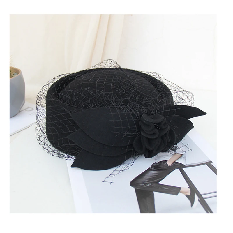 Женская фетровая шляпка-Таблетка FS шерстяная для торжевечерние случаев и свадеб