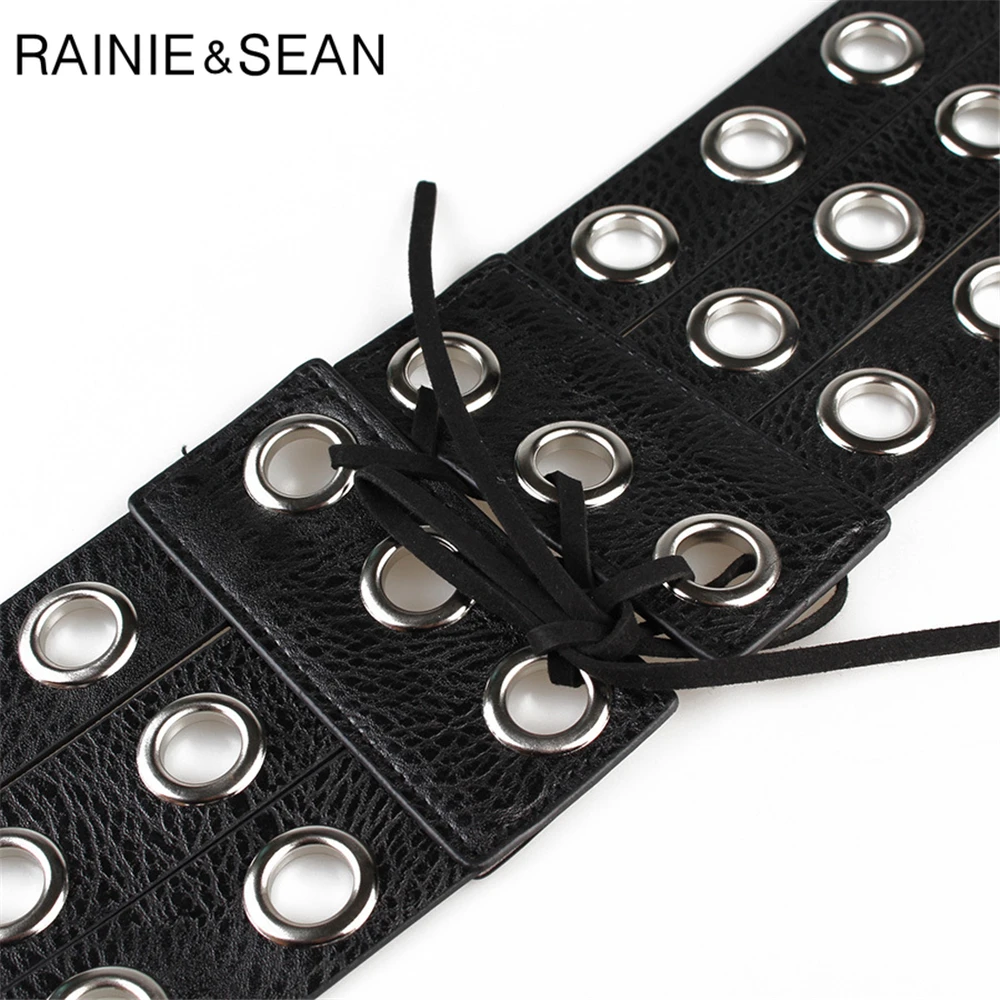 Рейни Шон в стиле панк рок черные широкие кожаные аксессуары для женщин