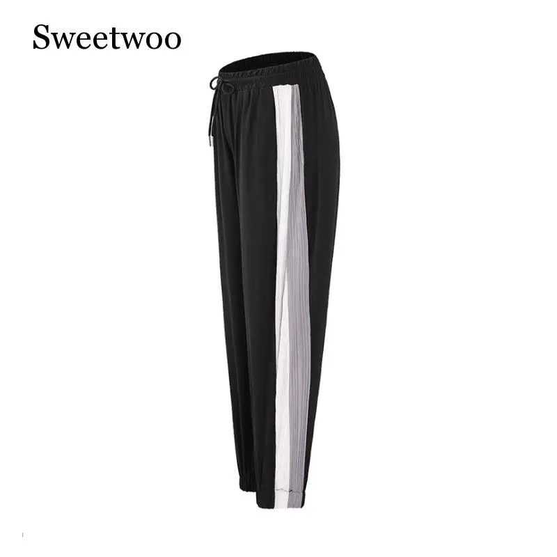 Новинка 2019 спортивные брюки контрастных цветов для девушек женские свободные
