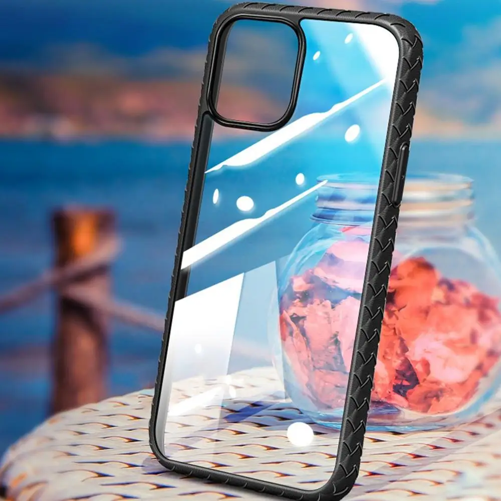 

2020 most trendWoven Net Mobile Phone Shell Fall Prevention Scratch Proof Transparent Back Cover Protective Cover For Iphone 12