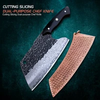 fzizuo full tang cutting slicing dual purpose chef knife damascus steel heavy duty chinese cleaver kitchen tools with sheath
