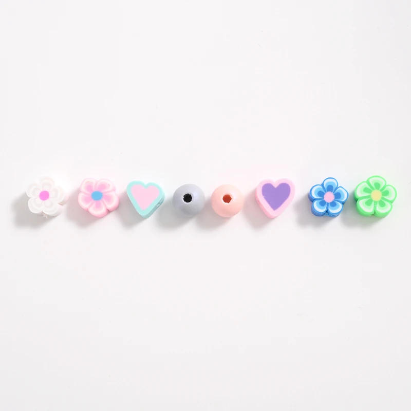Смешанные бусины из полимерной глины в форме цветка/сердца бусины-разделители