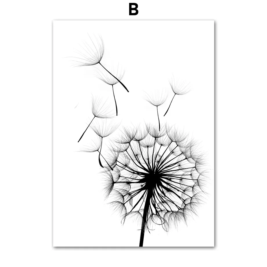 

Dandelion Feather Wall Art Canvas Painting Nordic Posters And Prints Canvas Art Black White Wall Pictures For Living Room Decor