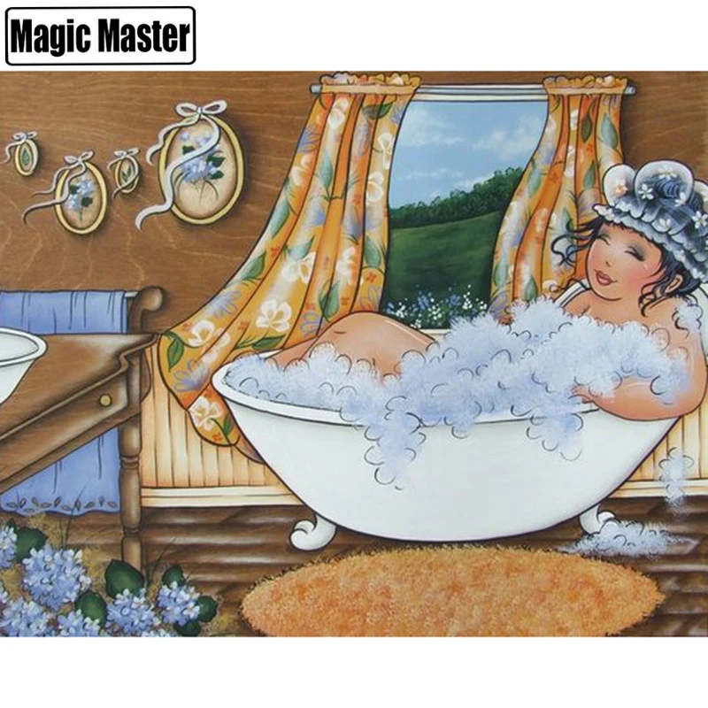 Алмазная вышивка Толстая Леди в ванной новый алмаз живопись полный квадратный