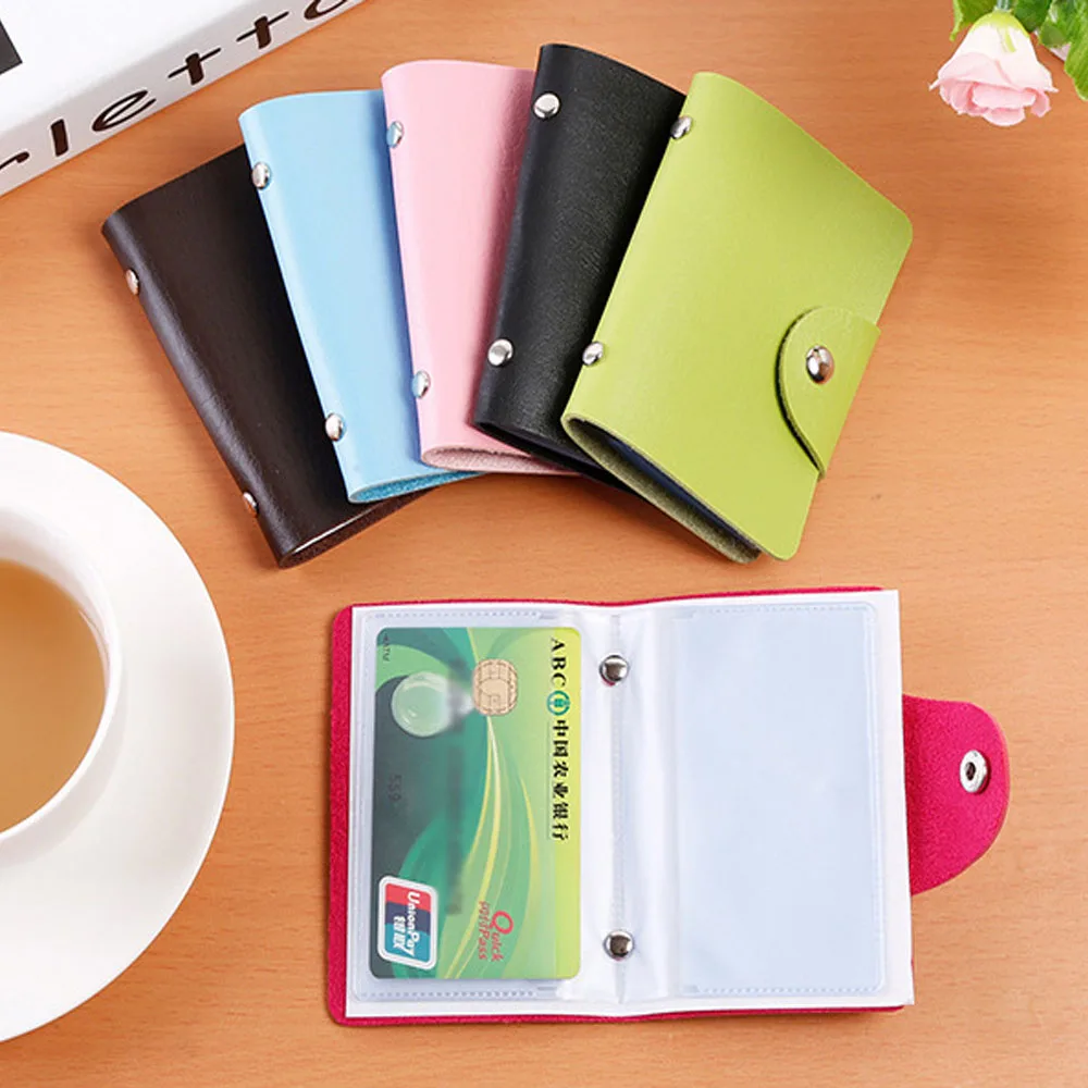 

Fashion PU Leather Function 24 Bits Card Case Business Card Holder Men Women Credit Passport Card Bag ID Passport Card Wallet