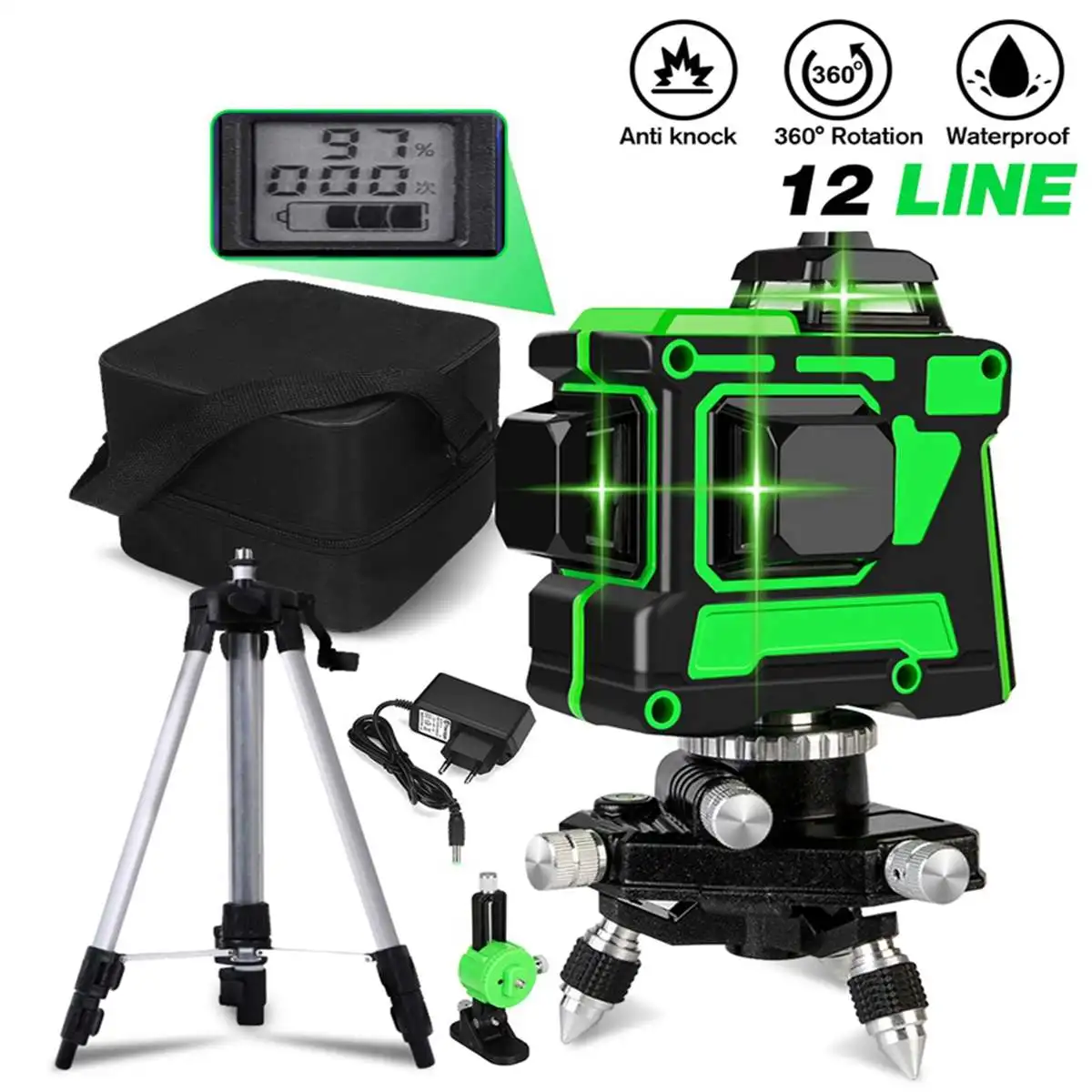 Лазерные уровни 12 линий 3D светильник горизонтальный и вертикальный крест