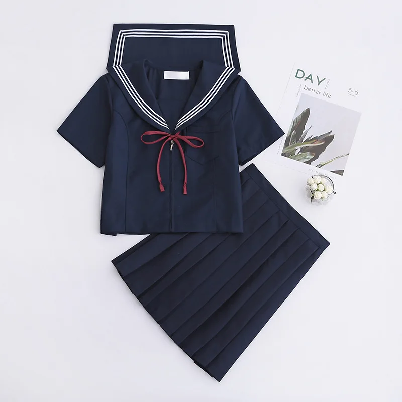 

Large-Size S-5XL 8 Sizes Japanese JK Uniforms School Dresses For Girls Navy Blue Sailor Suit Jacket Middle School Uniforms Suits
