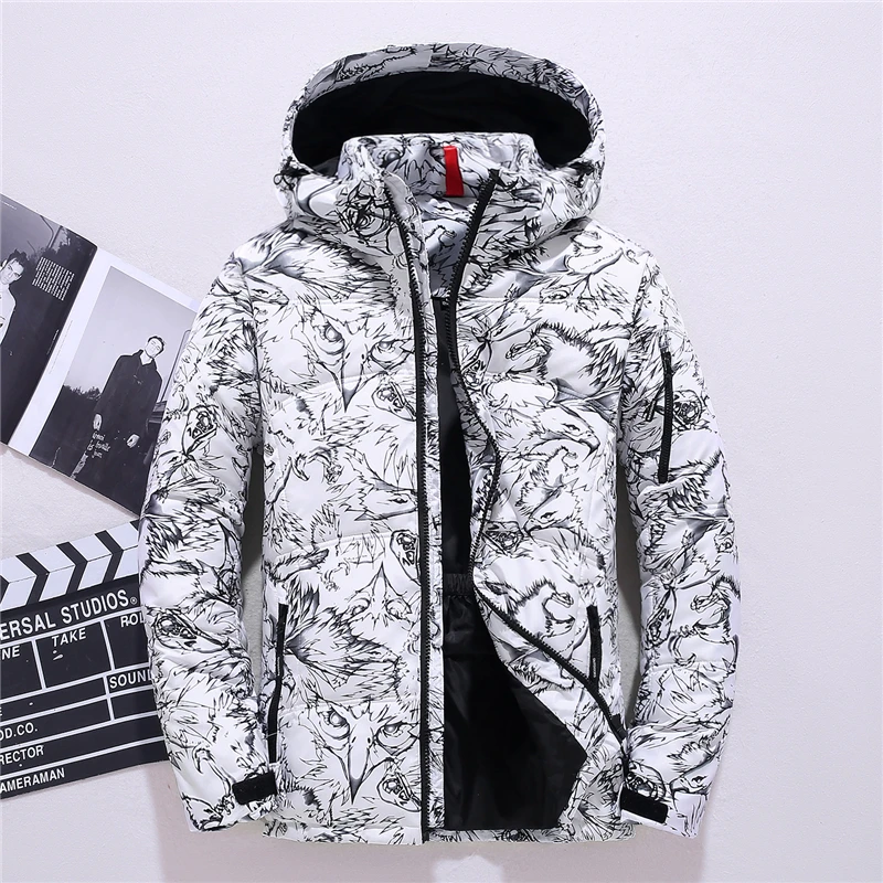 White Duck Down Jackets Men Winter Warm Parka Camouflage Overcoat Casual Slim Hooded Doudoune Homme Thermal Windbreaker Jacket
