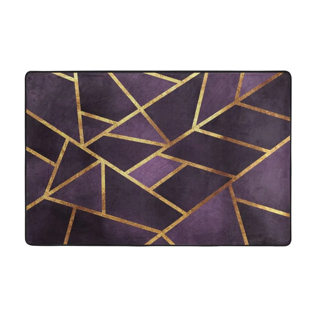 

Purple Gold Stone Geometric Doormat Carpet Mat Rug Polyester Non-Slip Floor Decor Bath Bathroom Kitchen Living Room 60x90