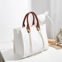 funmardi white canvas tote bag chain shoulder bag large capacity underarm bag shopper women luxury design brand handbag wlhb2619