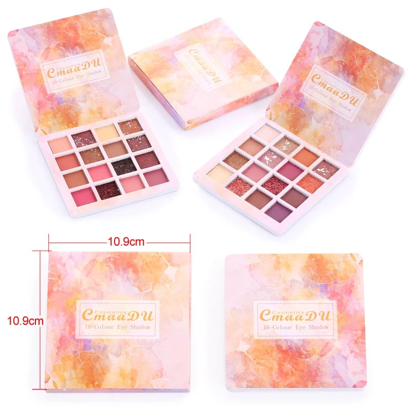 New 16 colors Eyeshadow Palette Eye Makeup Glitter Matte Shadow Long-lasting Make Up Cosmetic Waterproof Women |