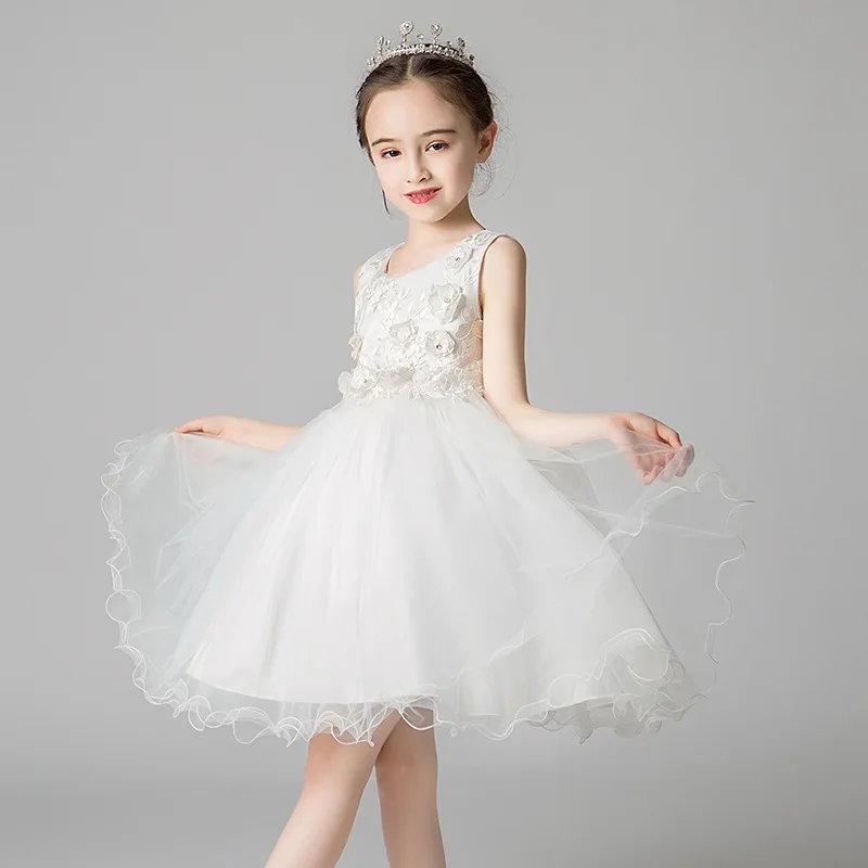Свадебное платье принцессы с цветочным узором для маленьких девочек вечерние
