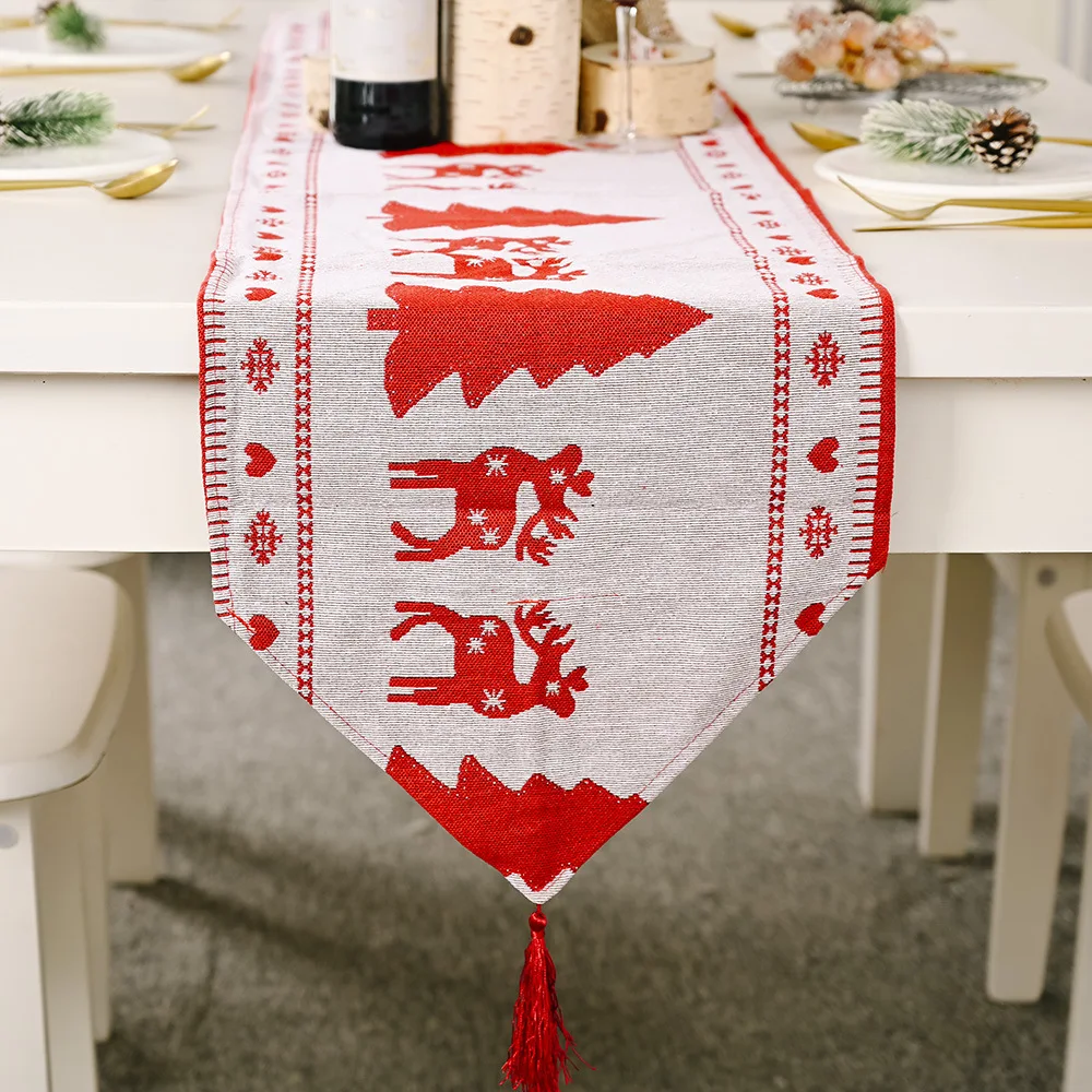 

35*180cm Christmas Knitted Tablecloth New Year Party Decorations Creative Christmas Tablecloth Home Decoration Supplies
