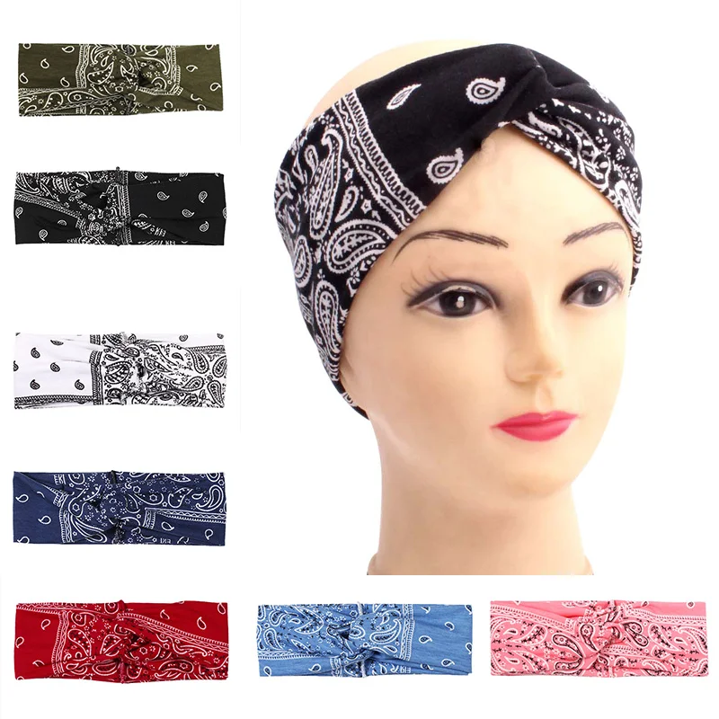 

Women Headband Hot Bohemian Print European And American Fashion Cotton Knotted Flower Feathery All-Match Hair Bands Accessories