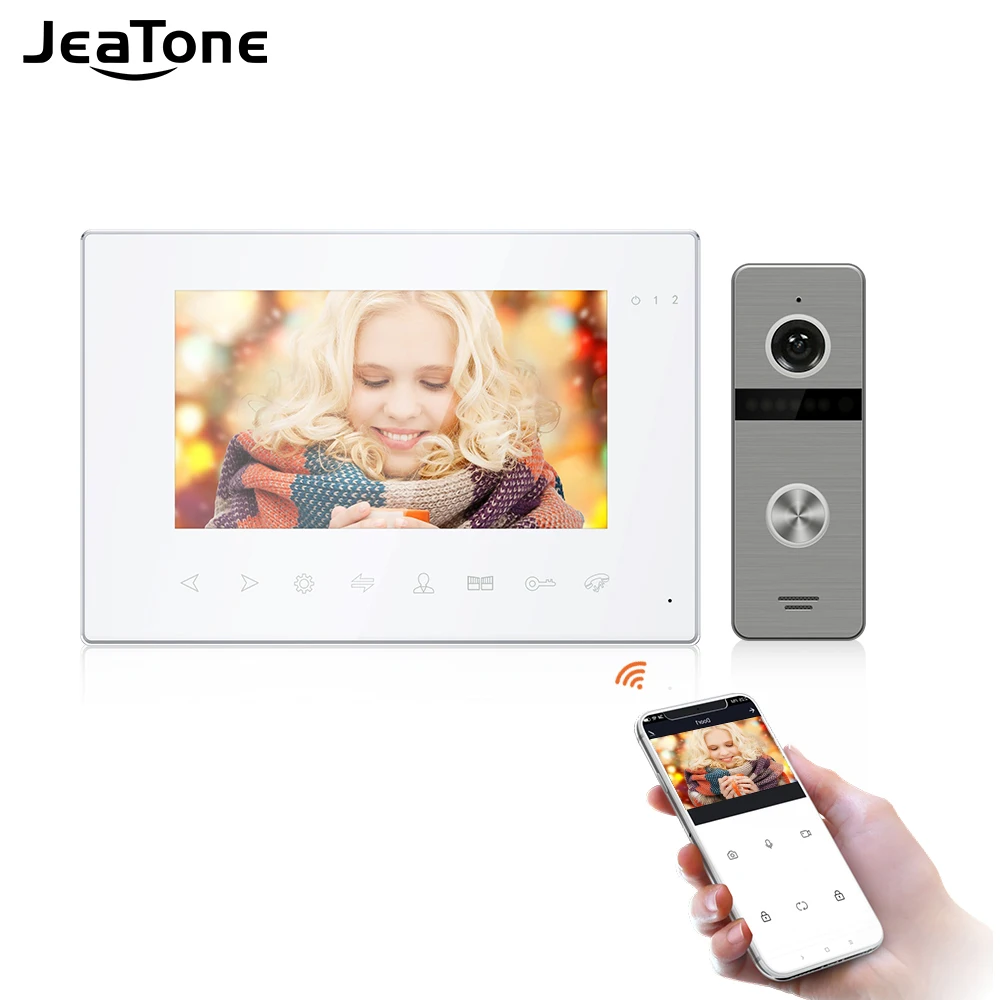 JeaTone Wifi Tuya Video Door Phone Intercom for home with Multi-language Remote APP Control Motion Detection Double unlock