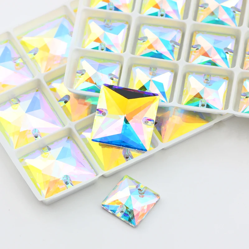 

Блестящие квадратные стеклянные стразы AB K9 со стеклянными кристаллами, стразы с острыми концами, аксессуары для одежды ручной работы, ювелирные изделия