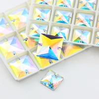 glittering ab square k9 glass rhinestone glass crystal pointback rhinestone clothing crafts hand stitched jewelry accessories