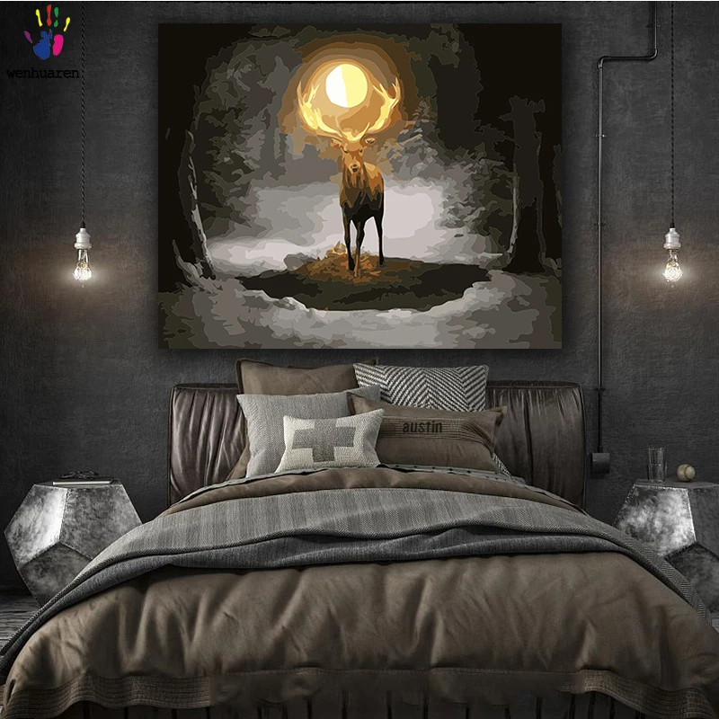 DIY colorings pictures by numbers with colors Follow the bright animals drawing painting framed Home | Дом и сад