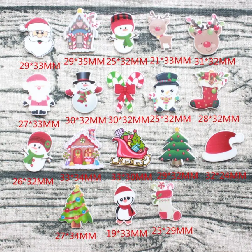 

Kawaii acrylic Christmas Series Crafts Planar Resins Scrapbooking Decorations Fit Hair Clips Embellishments Beads Diy