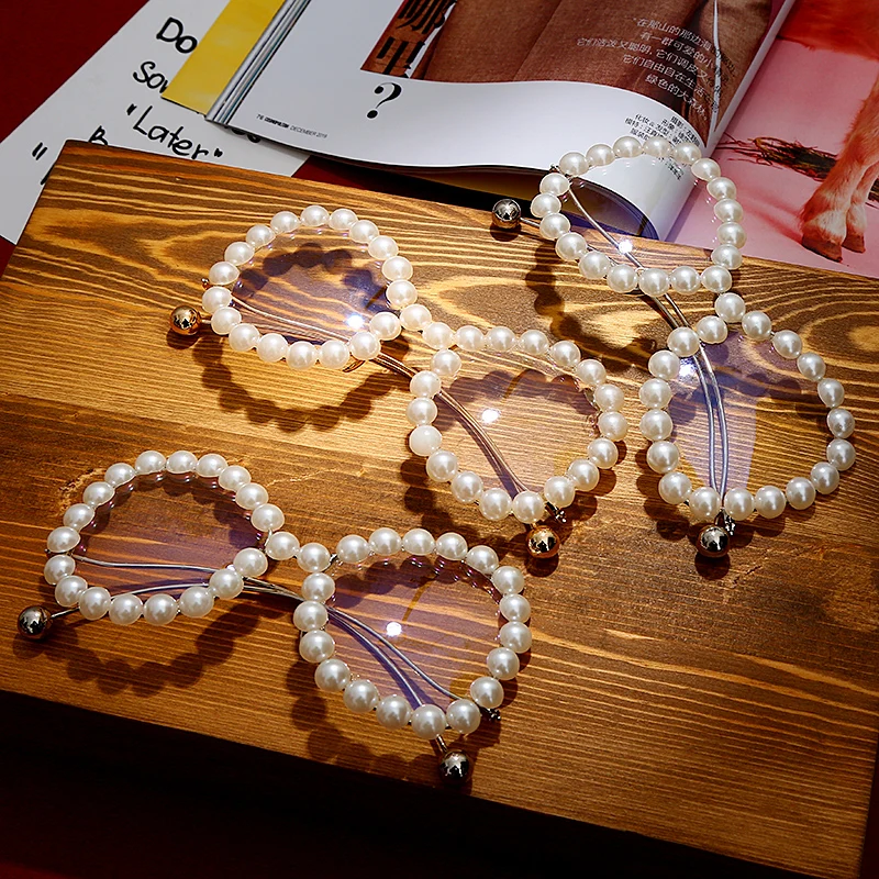 Винтажные женские очки с жемчугом оправа 2020 Роскошные волнистые кошачий глаз