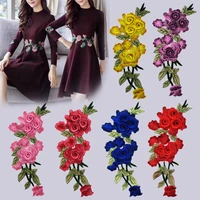 1pc 3d embroidery colorful flower collar lace polyester fabric diy handmade sewing collar crafts