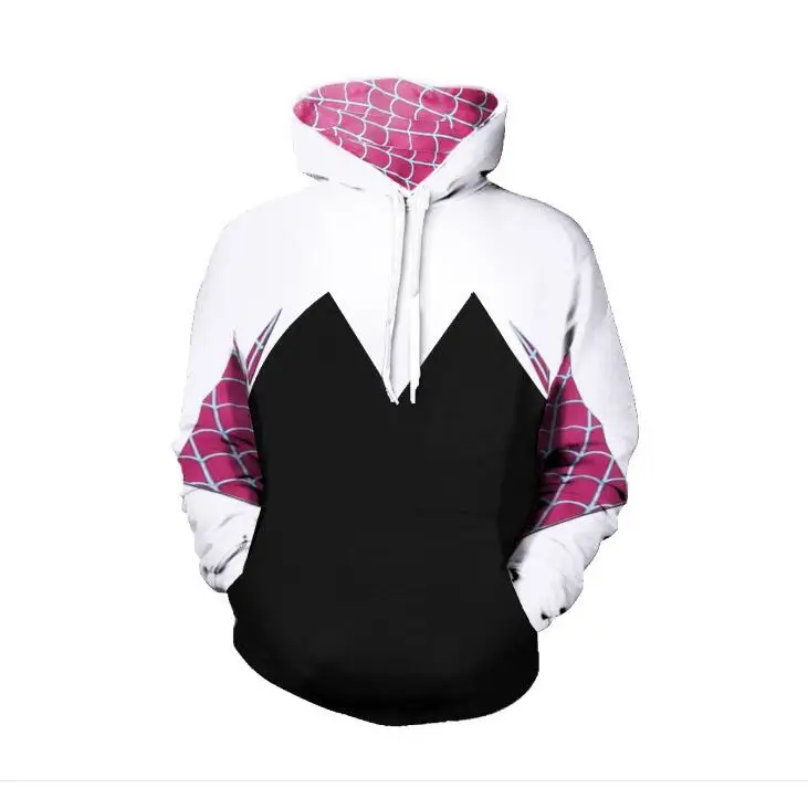High quality Spider Gwen Stacy Cosplay Costume 3D Zipper Jacket Coat Outfit Clothing Hoodies Sweatshirt Halloween Costumes | Тематическая