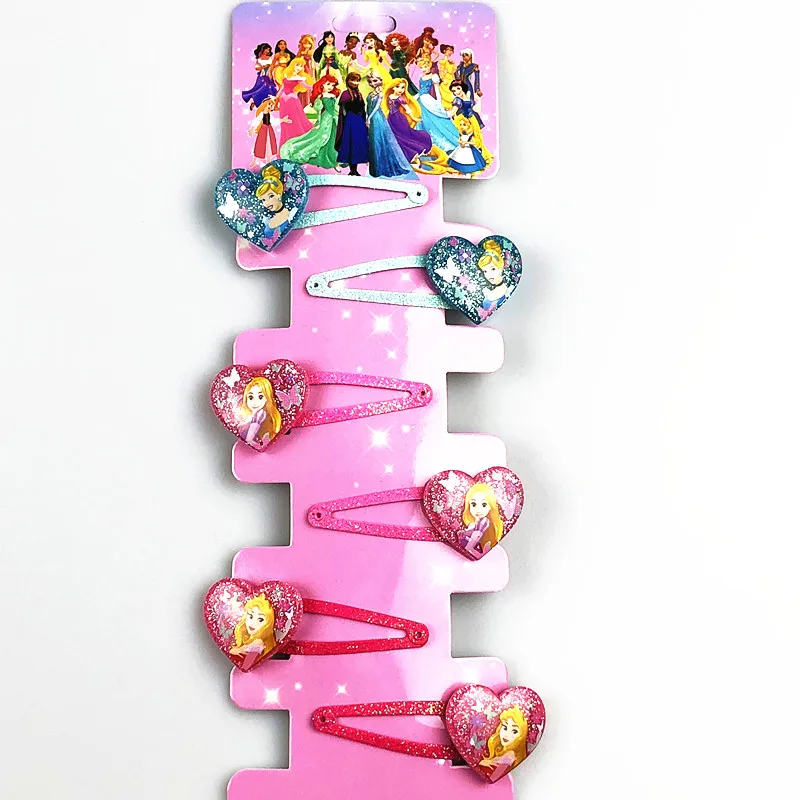 6 шт./лот заколка для волос с изображением Минни из смолы в форме сердца Эльза