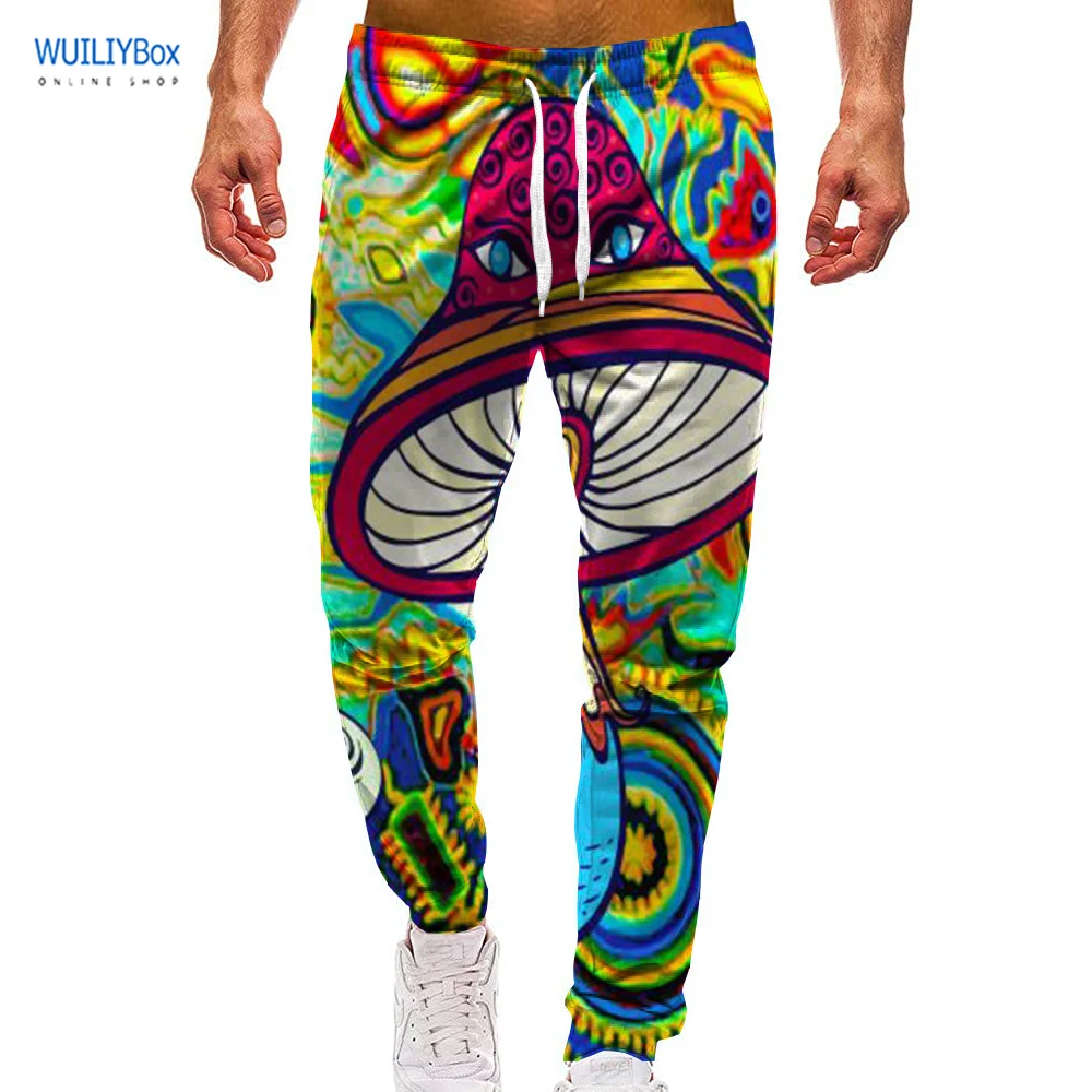 

Спортивные брюки унисекс с 3D рисунком грибов, повседневные психоделические графические брюки, мужские/женские спортивные брюки с Кулиской