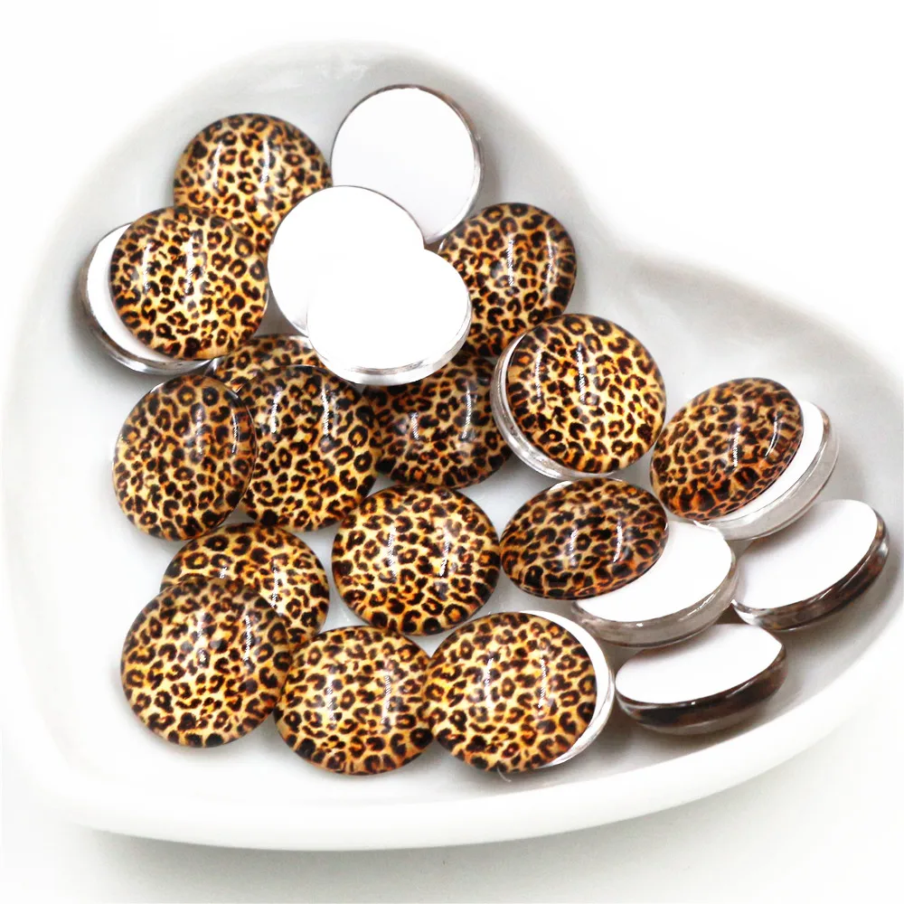 

New Fashion 20pcs 12mm Leopard depth Handmade Photo Glass Cabochons