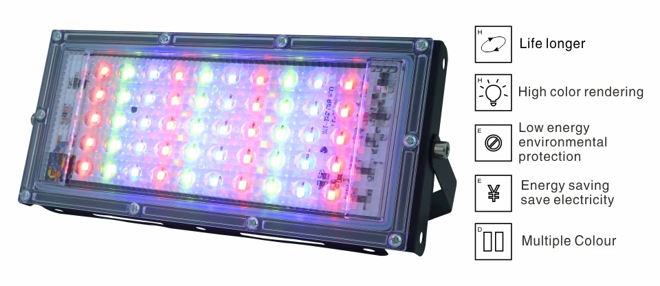 50 Вт светодиодный RGB прожектор светильник лампа AC 220V 230V 240V напольный светильник IP65 Водонепроницаемый отражатель Светодиодный точечный светильник с пультом дистанционного управления Управление