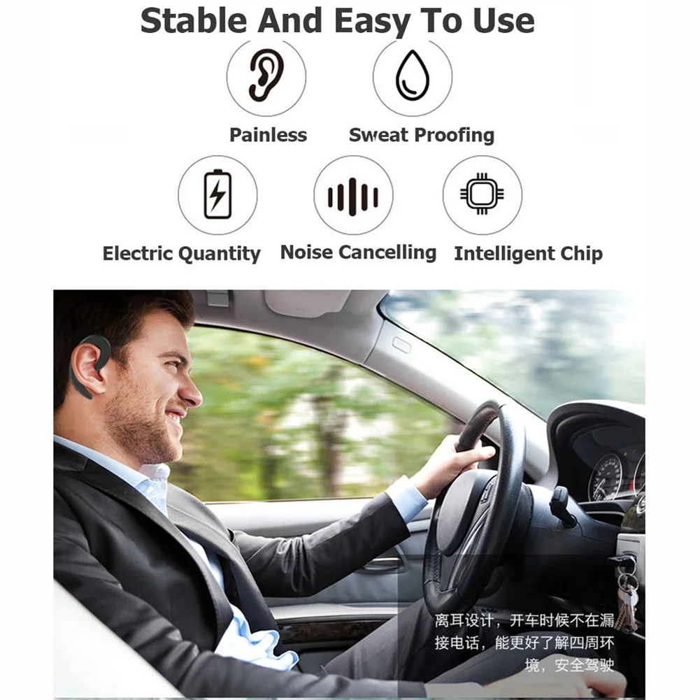 

K8 Bone Conduction Bluetooth Headset Unilateral Hanging Ear Earhook Bluetooth Headphone Wireless Sports Bluetooth Earphone