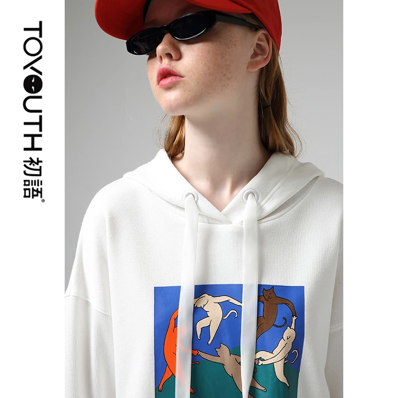 Женский спортивный костюм с капюшоном длинным рукавом и принтом|Женские