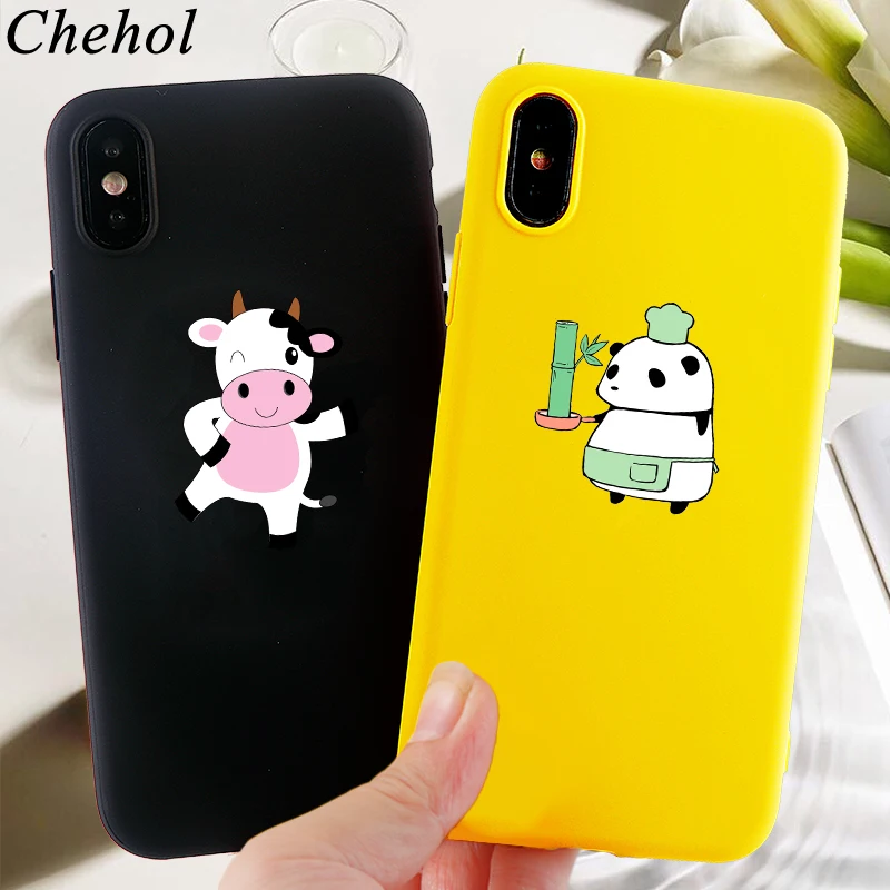 Чехол для телефона с рисунком коровы IPhone 11 Pro X XS MAX XR 8 7 6s Plus милые чехлы пандой