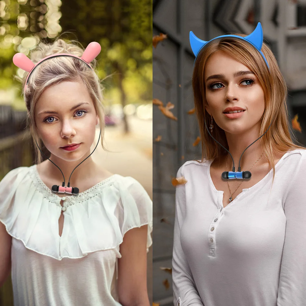 Bluetooth стереонаушники с милыми оленями дьяволом кроликом и кошкой управление