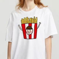chips hamburger t shirt women summer casual tshirts tees harajuku korean style graphic tops kawaii female t shirts woman cothing