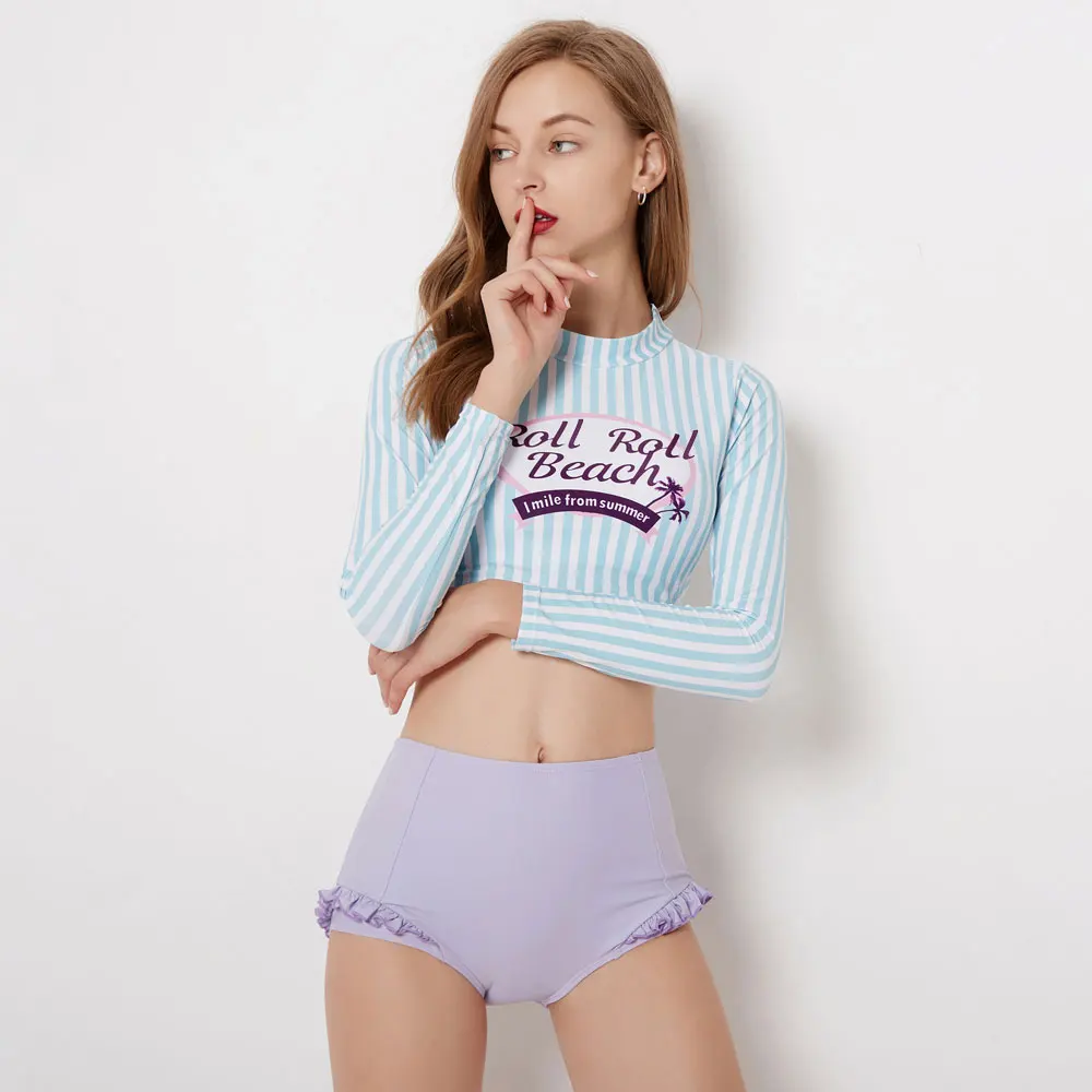 Женский купальный костюм для серфинга комплект из укороченного топа с длинным