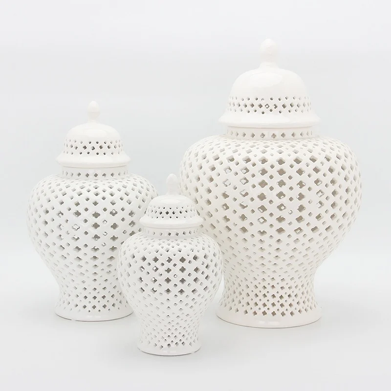 

Hollow Ceramic Storage Jar Flower Vase Flower Arrangement Ornaments Electroplating General Jar Crafts Ornaments Home Decoration