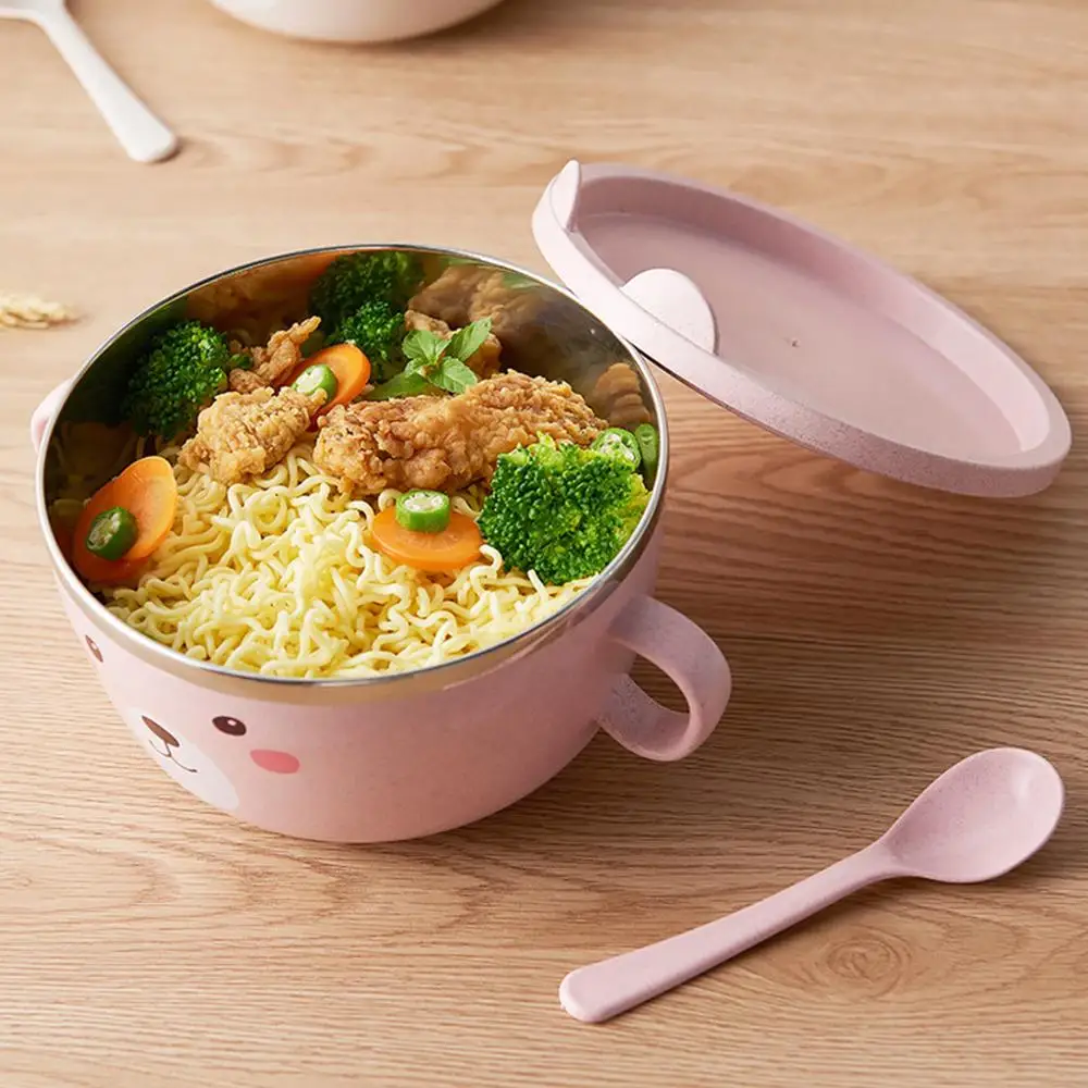 Милая миска для лапши с забавной ручкой из нержавеющей стали и ПП Пластиковый