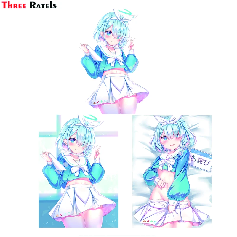 

Наклейки на автомобиль Three Ratels B118 Arona Blue мощное аниме «милая девушка», Японские Автомобильные Наклейки Jdm для мотоцикла, бампера, двери, накле...