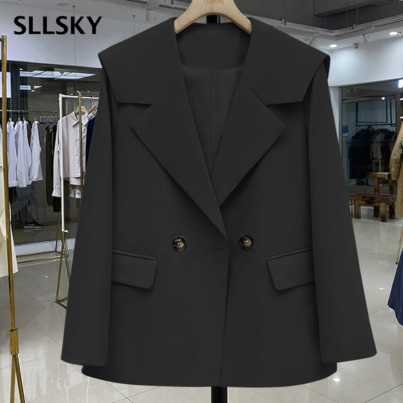 

SLLSKY Classic Design Solid Single Button Women Blazers Coat 2021 Autumn New Long Sleeve Turn-Down Ladies Blazers Female Jacket