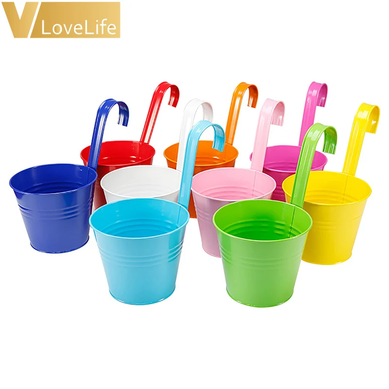 10 шт. Висячие цветочные Горшки Металлические горшки ковши железные с крючком