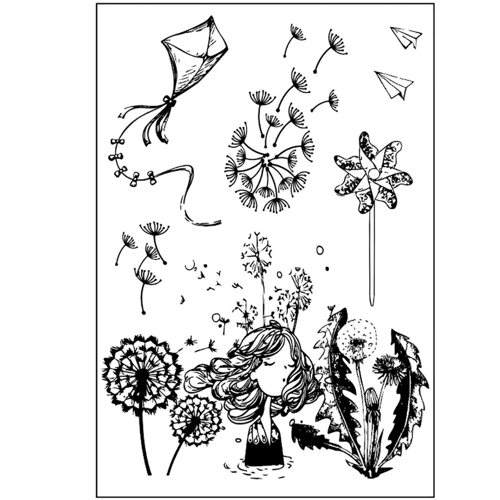 Dandelion Clear Stamp Seal Transparent Silicone for DIY Scrapbooking Photo Album Decors Card Making | Дом и сад