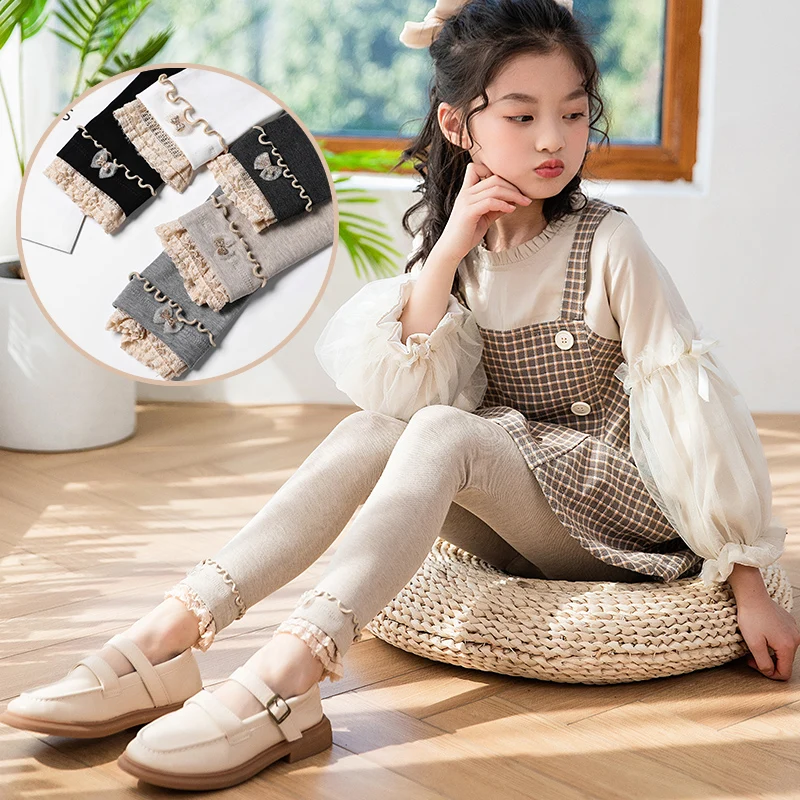 

Детские милые двухслойные брюки с бантом, модные леггинсы для маленьких принцесс, тонкие длинные брюки для девочек на весну и осень