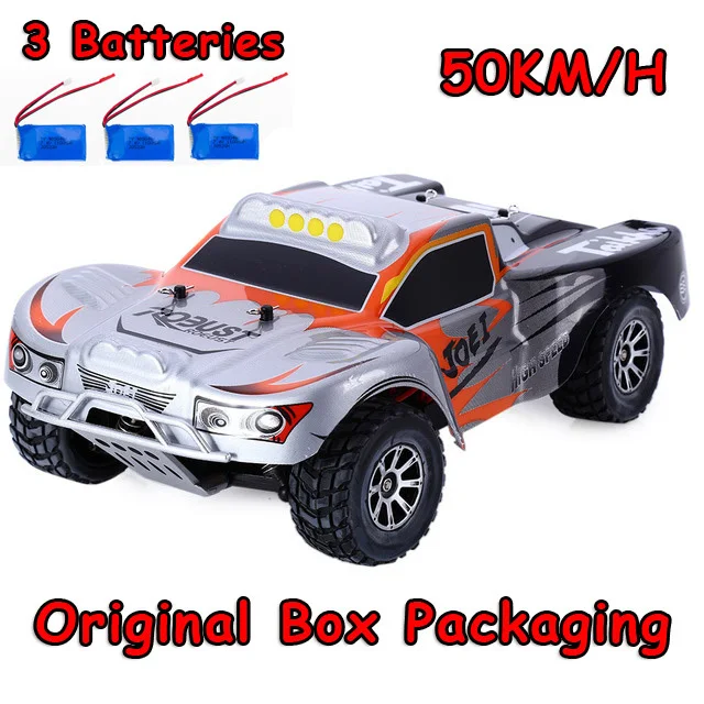 A969 50KM H 3battery Список игрушек с дистанционным управлением автомобиля A969 1/18 масштаб игрушки 2,4G 4WD 70 км/ч, р/у дрейфующая Краткий курс на дальние расстояния Управление 4-х колесный шок Absorbe - Цвет: A969 50KM H 3battery