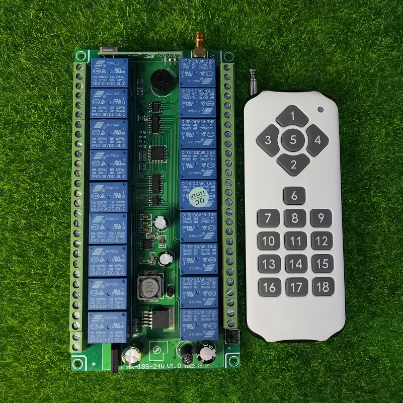 DC12V 24 В Широкий Напряжение 18 CH 18CH RF беспроводной переключатель системы дистанционного управления, передатчик+ приемник, 315/433. 92 МГц+ антенна