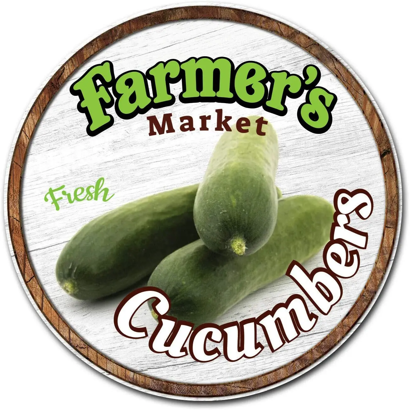 

Farmer's Market Cucumbers Iron Painting Circle Metal Plate Plauqe Novelty Round Tin Sign Vintage Retro Decor 12" Diameter