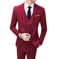 3 pieces burgundy mens suit 2021 slim fit groomtuxedo wedding suit for men formal business men clothing costume homme customize